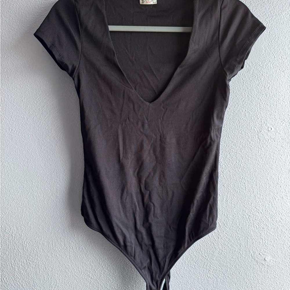 Black V-Neck Women's Top